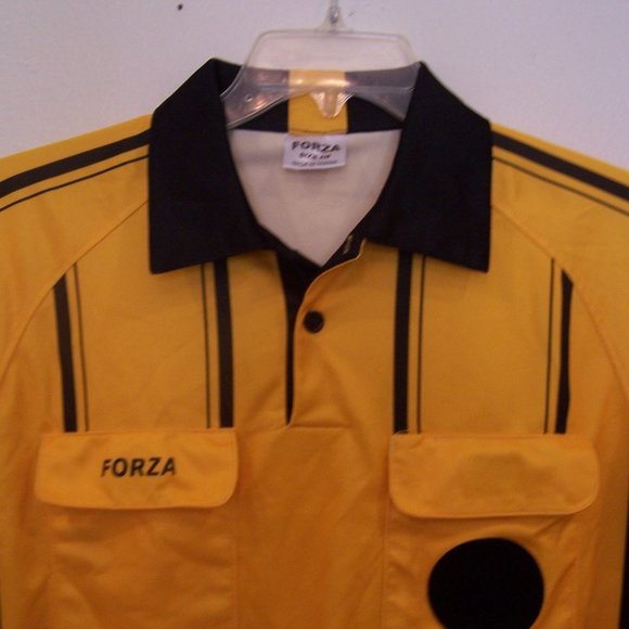 FORZA SOCCER YELLOW & BLACK STRIPED REFEREE JERSEY #3450 - Picture 4 of 9